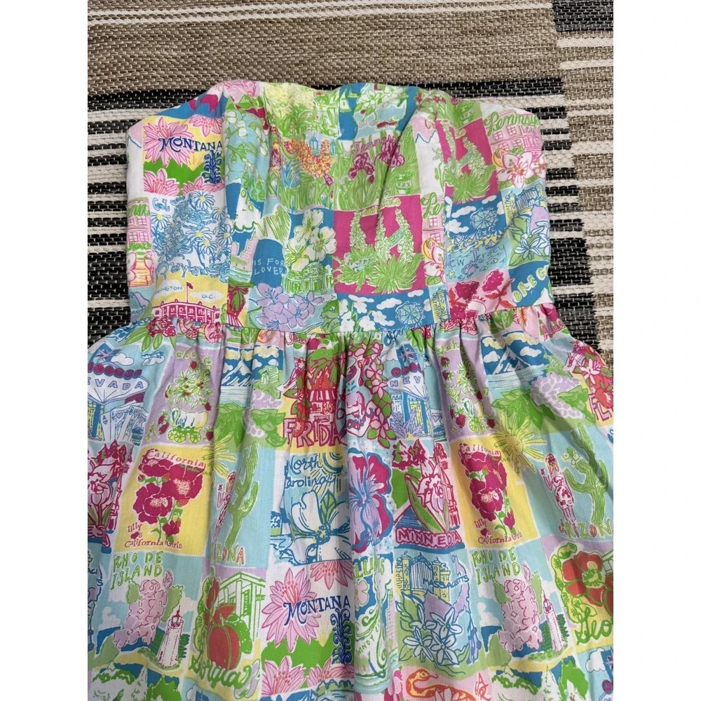 Lilly Pulitzer Dress Women's 4 State of Mind Patchwork Strapless Sundress Preppy - Picture 2 of 16